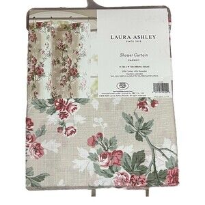 Laura Ashley Cassidy Pink Floral Cotton Blend Fabric Shower Curtain 72"x 72" New